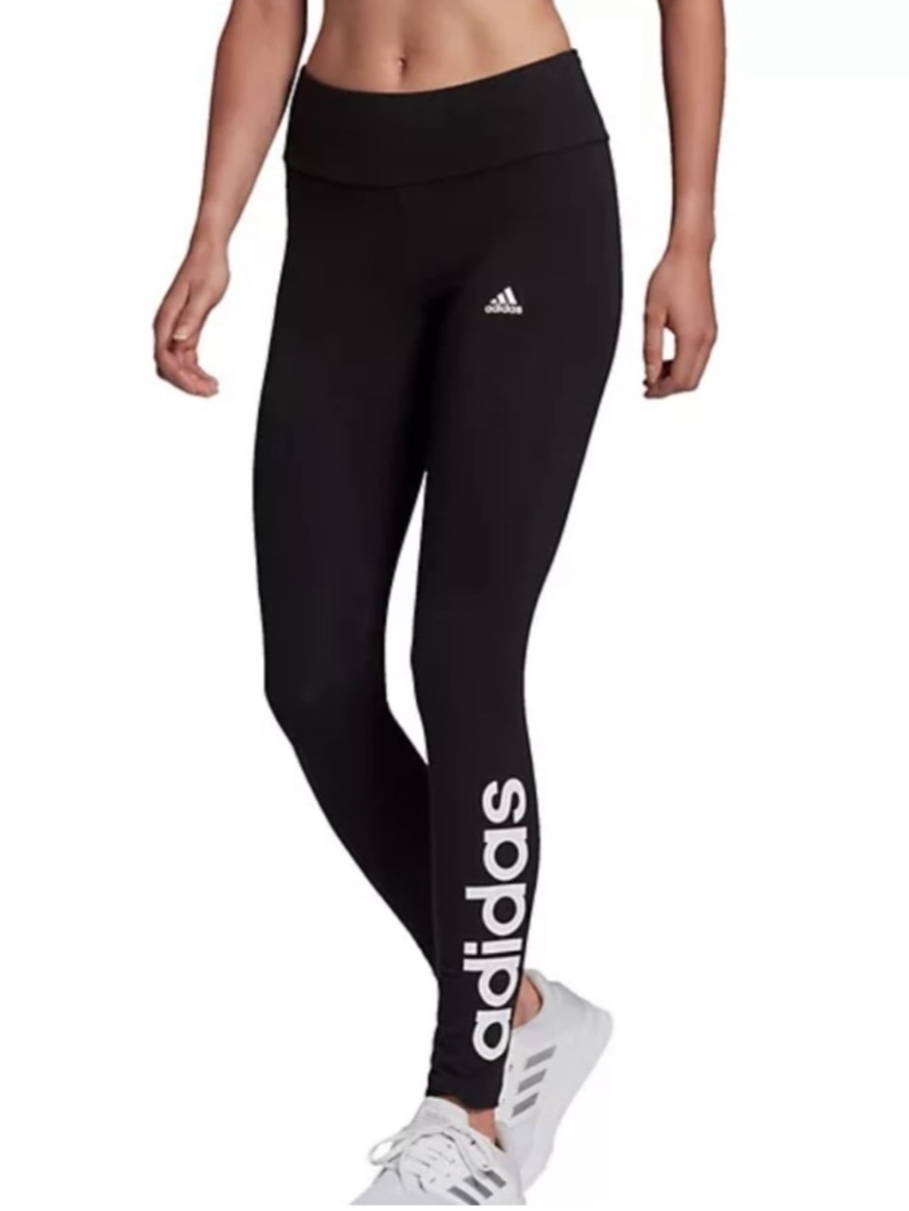 adidas Black Logo Leggings with Side Script